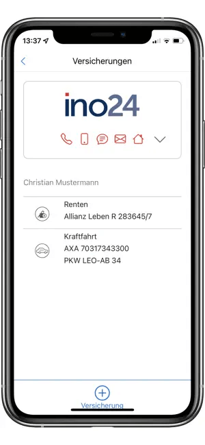 Versicherungsssafe Versicherungsliste screenshot